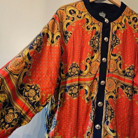 Royalty By Maluma Men's Reversible Multicolor Kaleidoscope Bomber Jacket Medium. - Picture 4 of 14